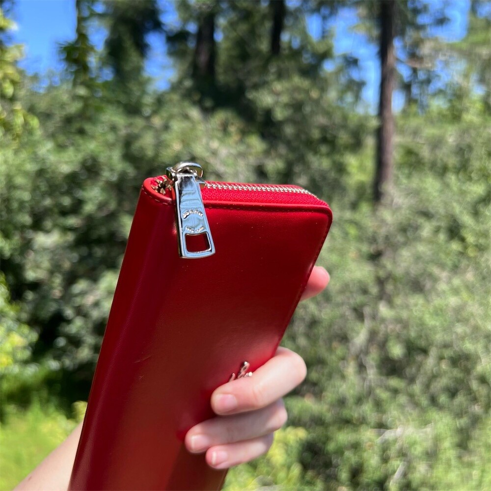 COACH Long Zip-Around Wallet Smooth Calf Leather RED w Silver Hardware AUTHENTIC - Picture 10 of 14